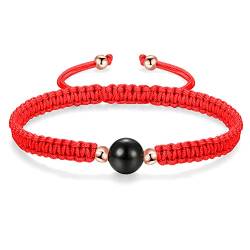 JENDEAR SHINE Achat Geflochtenes Armband, Verstellbares Handgefertigtes Seil Armband für Frauen Mädchen, Geburtstagsgeschenk für Freundschaftspaare, Energie Yoga Heilstein Rot Schwarz von JENDEAR SHINE