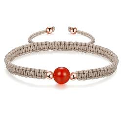 JENDEAR SHINE Achat Geflochtenes Armband, Verstellbares Handgefertigtes Seil Armband für Frauen Mädchen, Geburtstagsgeschenk für Freundschaftspaare, Energie Yoga Heilstein Rot Schwarz von JENDEAR SHINE