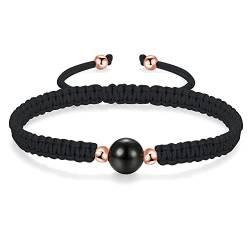 JENDEAR SHINE Achat Geflochtenes Armband, Verstellbares Handgefertigtes Seil Armband für Frauen Mädchen, Geburtstagsgeschenk für Freundschaftspaare, Energie Yoga Heilstein Rot Schwarz von JENDEAR SHINE