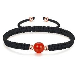 JENDEAR SHINE Achat Geflochtenes Armband, Verstellbares Handgefertigtes Seil Armband für Frauen Mädchen, Geburtstagsgeschenk für Freundschaftspaare, Energie Yoga Heilstein Rot Schwarz von JENDEAR SHINE