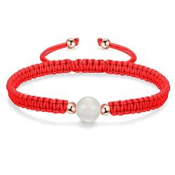 JENDEAR SHINE Achat Geflochtenes Armband, Verstellbares Handgefertigtes Seil Armband für Frauen Mädchen, Geburtstagsgeschenk für Freundschaftspaare, Energie Yoga Heilstein Rot Schwarz von JENDEAR SHINE