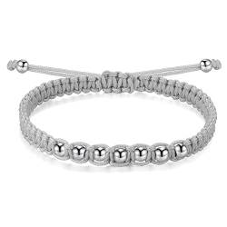 JENDEAR SHINE Geflochtenes Seil Armband für Damen Mädchen, Verstellbares Handgefertigtes Seil Armband mit 7 Perlen, Geburtstags Freundschaftspaar Geschenkarmband von JENDEAR SHINE