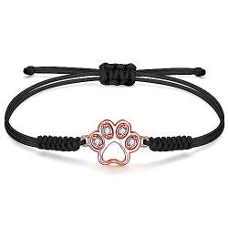 JENDEAR SHINE Hundepfoten Armband für Damen Mädchen, Handgewebtes Seil süßem Pfoten Armband, Armband-Geschenke für Hundeliebhaber von JENDEAR SHINE