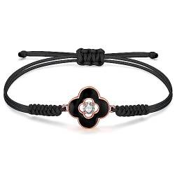 JENDEAR SHINE Kleeblatt Armband für Damen, Handgeflochtenes Kleeblatt Charm Armband, Geburtstagsgeschenke für Damen, Mädchen, Schwestern von JENDEAR SHINE