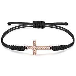 JENDEAR SHINE Kreuz Armband für Damen, Handgeflochtenes Seil Kreuz Symbol Kommunion-Armband, Geschenke für Frauen, Mädchen, Mütter von JENDEAR SHINE