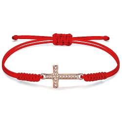 JENDEAR SHINE Kreuz Armband für Damen, Handgeflochtenes Seil Kreuz Symbol Kommunion-Armband, Geschenke für Frauen, Mädchen, Mütter von JENDEAR SHINE