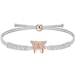 JENDEAR SHINE Schmetterlings Armband für Damen, Verstellbares Handgeflochtenes Seil Armband, Geburtstags Geschenke zum Muttertag für Mutter und Gattin von JENDEAR SHINE