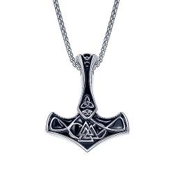 JENDEAR SHINE Thors Hammer Halskette für Herren, Hammer Anhänger Halskette mit Wikinger Runen, Nordischer Wikinger Schmuck für Herren von JENDEAR SHINE