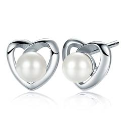 JENDEAR Perlen Ohrringe Damen 925 Sterling Silber Ohrstecker für Damen Mädchen Schmuck Geschenke von JENDEAR