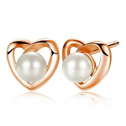 JENDEAR Perlen Ohrringe Damen 925 Sterling Silber Ohrstecker für Damen Mädchen Schmuck Geschenke von JENDEAR