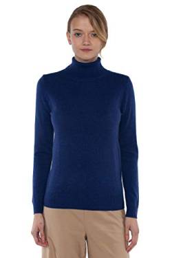 JENNIE LIU Damen 100% Reine Kaschmir Langarm Pullover Rollkragenpullover, Blau, Klein von JENNIE LIU