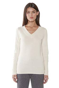JENNIE LIU Damen Pullover aus 100% reinem Kaschmir, langärmelig, Ava V-Ausschnitt - Weiß - X-Groß von JENNIE LIU