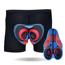 JEPOZRA Herren Radunterhose Radsportshorts Fahrradhosen MTB Unterwäsche Pro Bike Boxer Größe Kurze Hosen 9D Gel Sitzpolster mit Einer hoher Dichte(M,Red) von JEPOZRA