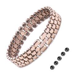 JEROOT Magnetarmband Damen Titan, 3 Reihen Hämatit Armbänder für Frauen Gesundheit mit Größenbestimmungswerkzeug, Damen Armbänder Magnetarmband Energetix（3500 Gauss von JEROOT