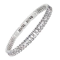 JEROOT Magnetisches Tennis Armband für Damen, Weiß Titanium Steel Abnehmen Armband, 5mm 5A+ Kubischer Zirkonia, Verstellbar Modeschmuck Geschenk von JEROOT