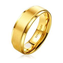 JEROOT Titan Magnetischer Ringe, Magnetring Herren Damen, Magnetische Rings für Herren Damen Therapeutischer Magnetring Polierter Lifestyle-Ring Starker Magnet (3500 Gauss) (65 (20.6), Gold-8mm) von JEROOT