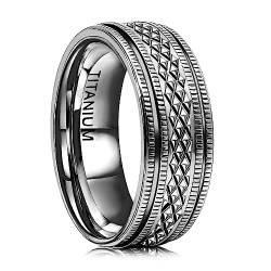 JEROOT Titanium Men's Swivel Ring, Hochwertiger Silber-Schwarzer Modeschmuck, Größe 60 (18.95)-67.2 (21.4) (60 (18.95), Schwarz) von JEROOT