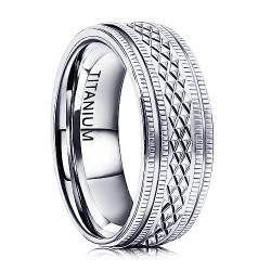 JEROOT Titanium Men's Swivel Ring, Hochwertiger Silber-Schwarzer Modeschmuck, Größe 60 (18.95)-67.2 (21.4) (60 (18.95), Silber) von JEROOT