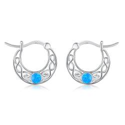 Blaue Opal Ohrringe 925 Sterling Silber Blaue Keltische Ohrringe Keltischer Schmuck Geschenke für Damen Frauen Mädchen Mutter Ehefrau von JERWLI