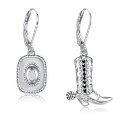 Cowgirl Ohrringe 925 Sterling Silber Western Cowboy Boot Ohrringe Hängend Texas Hut Ohrhänger Spur Boho Schmuck Geschenk für Damen Frauen Männer von JERWLI