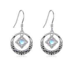 Hexen Knoten Ohrringe 925 Sterling Silber Mondstein Magische Knoten Ohrringe Hängend Pagan Celtic Knot Hexe Knoten Schmuck Witchy Geschenke für Damen Frauen Mädchen von JERWLI