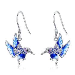 JERWLI Kolibri Ohrringe Vogel Dangle Ohrringe 925 Sterling Silber Kolibri Emaille Schmuck Kolibri Geschenke für Frauen Mädchen von JERWLI