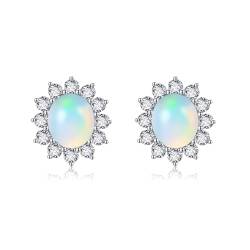 Natürliche Opal Ohrringe Sterling Silber Weiß Opal Ohrstecker Opal Schmuck Geschenke für Frauen Mädchen von JERWLI