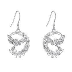 Phönix Ohrringe 925 Sterling Silber Halbmond Mond Phönix Ohrring Hängend Phönix Schmuck Geschenke für Damen Frauen Mädchen Mutter von JERWLI