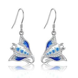 Rochen-Ohrringe aus Sterlingsilber, Rochen-Ohrringe, Mantarochen-Schmuck für Frauen und Mädchen, Geschenke von JERWLI