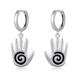 Spirale Hand Ohrringe 925 Sterling Silber Glücksspirale Hand Schmuck Schutz Amulett Geschenke für Damen Frauen Mädchen Mutter von JERWLI