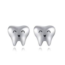 Zahn Ohrringe Zahn Geschenke Sterling Silber Zahn Stud Ohrringe Zahn Schmuck für Frauen Mädchen von JERWLI