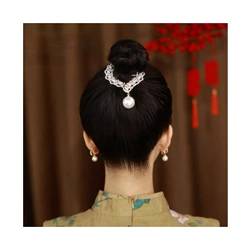 Haarspange mit Schleife, leicht, luxuriös, Premium-Gefühl, Elch-Haarnadel, Blume, funkelnde, elegante Perlen-Haarspange (Perlen) von JERZO