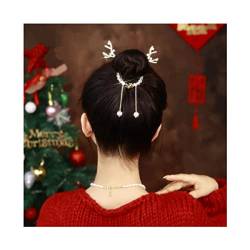 Haarspange mit Schleife, leicht, luxuriös, Premium-Gefühl, Elch-Haarnadel, Blume, glitzernde, elegante Perlen-Haarspange (Elchgold) von JERZO