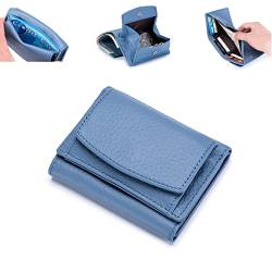 JERZO Mini-Geldbörse für Frauen, Unisex Anti-Kreditkarten-Betrug faltende Mini-Geldbörse, Frauen Faltbare Kurze Geldbörse (Blue) von JERZO