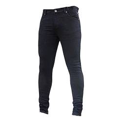 Enge Stretch Jeans für Herren Schmale Passform Gewaschene Denim Bleistifthose Stilvolle Bequeme Jeanshose mit Konischem Bein (Schwarz,S) von JEShifangjiusu