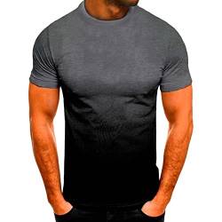 Herren Round Neck 3D-VerlaufskurzschläFe Freizeit Mit Festem Farben T-Shirt Baumwoll Atmungsaktiv (Dunkelgrau 1pc,XL) von JEShifangjiusu