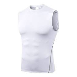 JEShifangjiusu Die Sport äRmellose Fitnessweste Von MäNnern Eisseide Dichtes Elastisches Tanktoper Schnelltrocknungs-Schweiß Singulett (Weiß 1pc,XL) von JEShifangjiusu