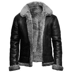 JEShifangjiusu Herren Kurzer Gepolsterter Pelzmantel LäSsiger ReißVerschluss Revers Outwear Slim-Fit GefüTterte Fleece Jacke (Asche,5XL) von JEShifangjiusu