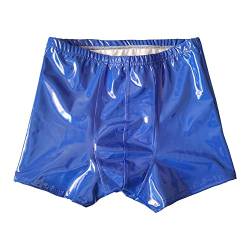 JEShifangjiusu Sexy Leder-Boxershorts FüR MäNner HüFtstraffende UnterwäSche Mit Mittlerer Taille Gestrickte Spandex-Unterhosen (blau 1 pc,M) von JEShifangjiusu
