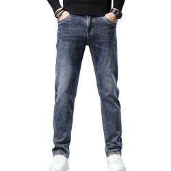 Lässige Schmale Jeans mit Geradem Bein für Herren Normale Elastische Taille Gerade Jeanshose traditionelle Lockere Klassische Jeanshose (Grau,30) von JEShifangjiusu