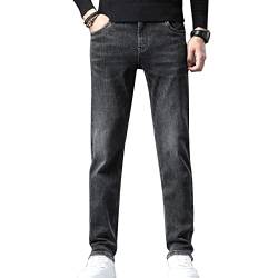 Lässige Schmale Jeans mit Geradem Bein für Herren Normale Elastische Taille Gerade Jeanshose traditionelle Lockere Klassische Jeanshose (Schwarz,40) von JEShifangjiusu
