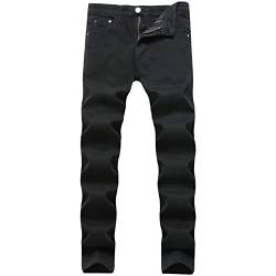 Leichte Regular Fit Jeans für Herren Vintage Stretch Distressed Jeanshose Klassische Denim Jeans mit Geradem Bein und Waschung (31,Schwarz) von JEShifangjiusu