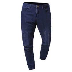 Slim Fit Skinny Pencil Jeans für Herren Jogger Denim Hose mit Mehreren Taschen Leichte Stretch Jeanshose mit Schmal Zulaufendem Bein (L,Blau) von JEShifangjiusu