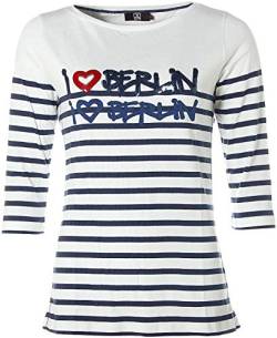 JETTE Damen Langarm Shirt T-Shirt Rundhals I Love Berlin Glitzer Weiß 40 von JETTE