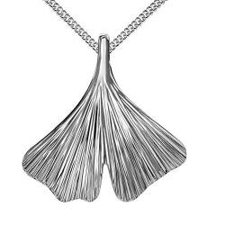 Anhänger 925 Silber mit Ginkgo-Blatt Sterlingsilber für Damen Mit Panzerkette 40 cm von JEVELION