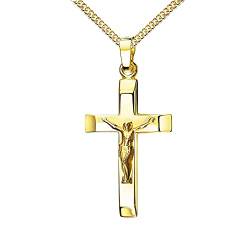 Goldkette Kruzifix-Anhänger 333 Gold 8 Karat Kreuz-Anhänger Jesus Christus Ketten-Anhänger mit Schmuck-Etui Mit Halskette - Kettenlänge 50 cm. von JEVELION