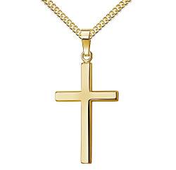 Halskette Kreuz-Anhänger Goldkreuz für Damen und Herren + Schmuck-Etui und Zertifikat Mit Kette 70 cm von JEVELION