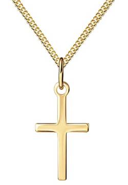 JEVELION 585 Gold Gold-Kreuz für Damen, Herren und Kinder Ketten-Anhänger 14 Karat Gold mit Kette Kettenlänge: 50 cm von JEVELION