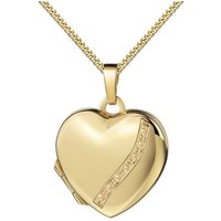 JEVELION Amulett Herz Gold Anhänger Medaillon Gold 585 zum Öffnen für 2 Fotos Herzkette (Gold Herzschmuck, für Damen und Mädchen), Mit Kette vergoldet - Länge wählbar 36 - 70 cm von JEVELION