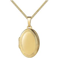 JEVELION Amulett Medaillon 585 Gold oval Ornament-Rand Verzierung zum Öffnen 2 Bilder (585er Goldamulett, für Damen und Mädchen), Mit Panzerkette vergoldet - Länge wählbar 36-70 cm oder ohne Kette. von JEVELION